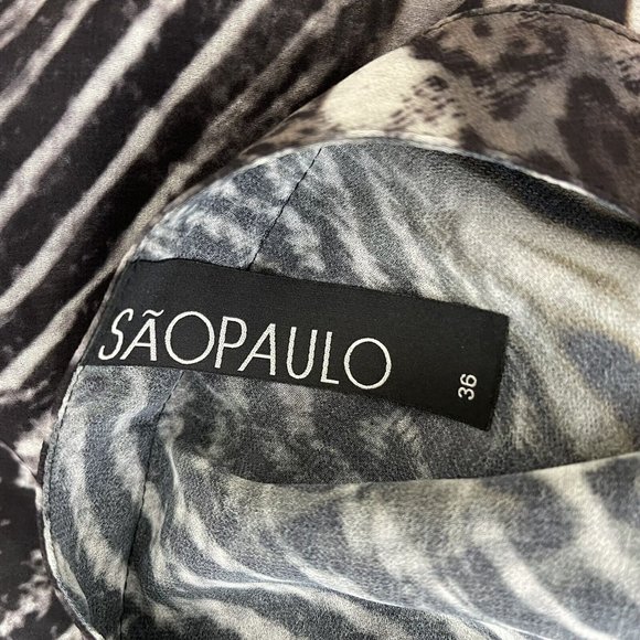 Sao Paulo Brown Animal print top tunic Size Small 36 Semi Sheer Womens New $133 - Picture 5 of 6